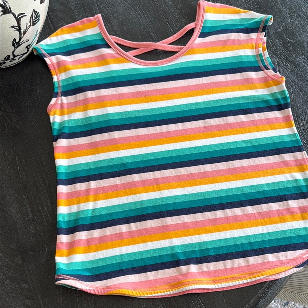 Talbots Short Sleeve Tee with Stripes and cross back